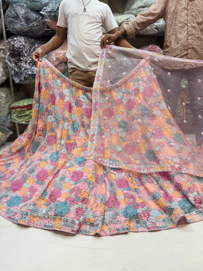 Something different pink floral Lehenga