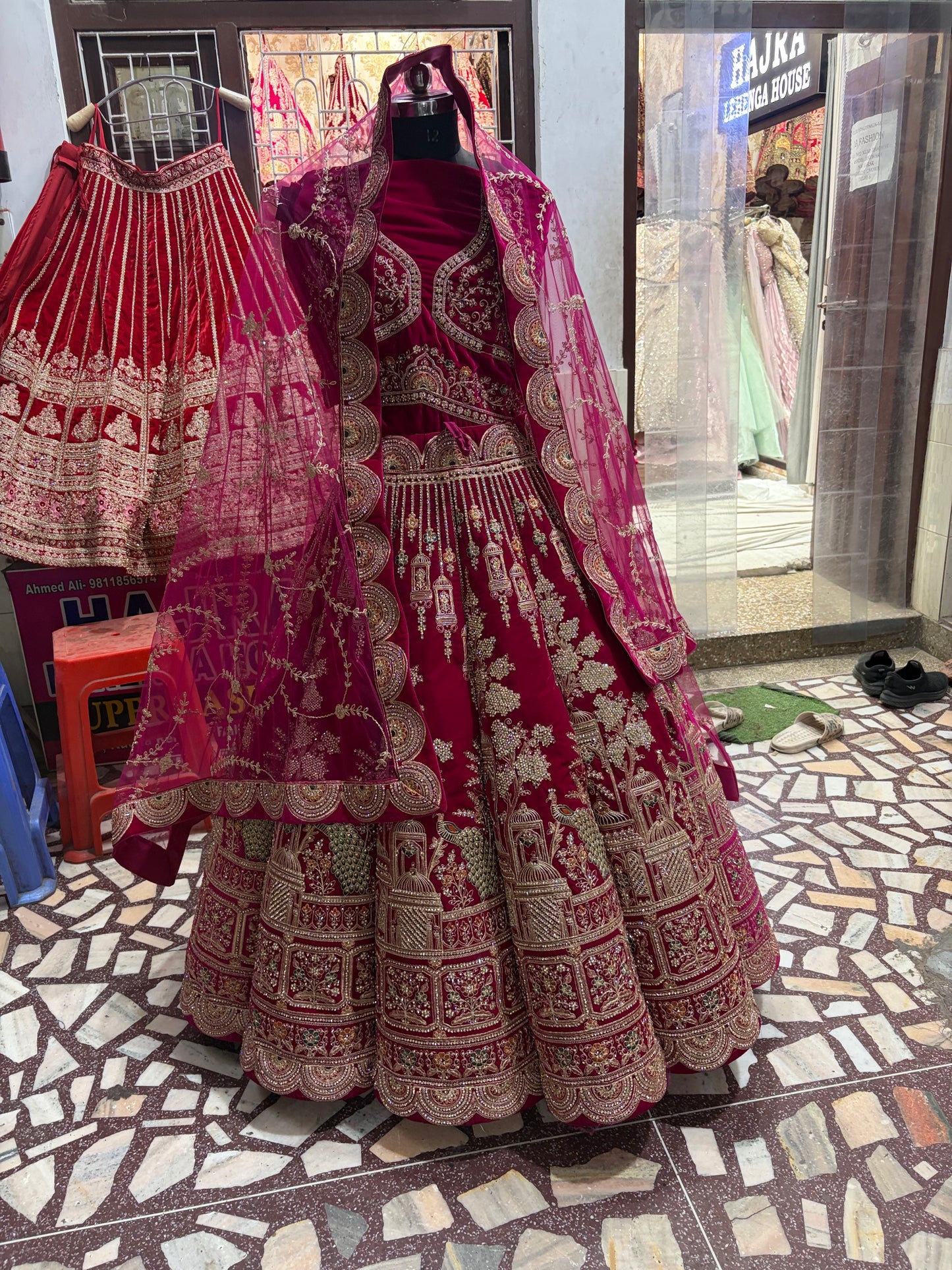 Maroon Peacock Ball Bridal Lehenga