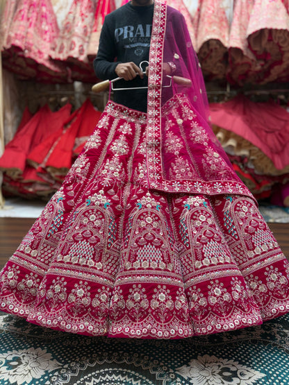 Astonishing Rani pink peacock Ball bridal Lehenga