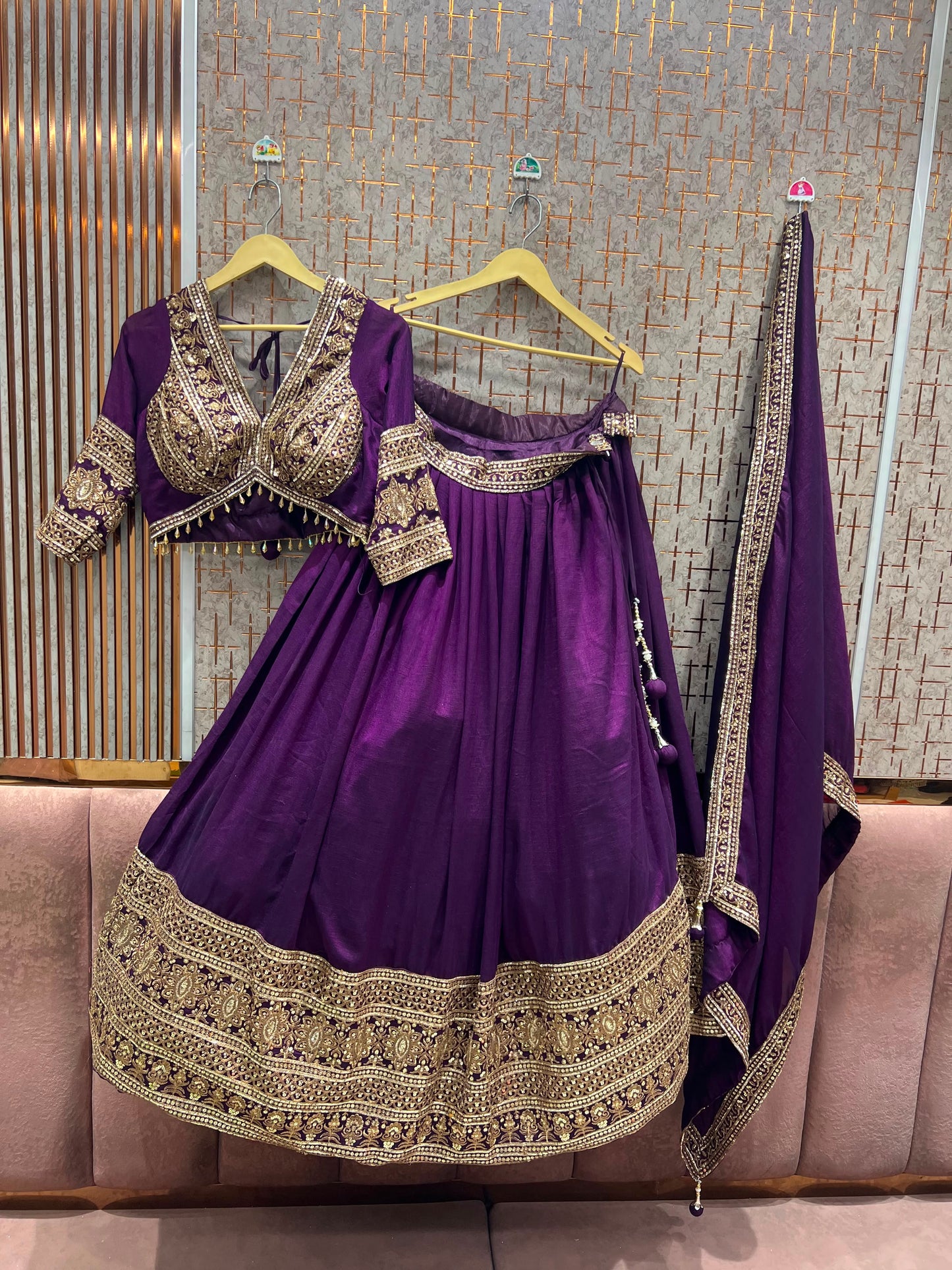 Purple Crop Top Lehenga