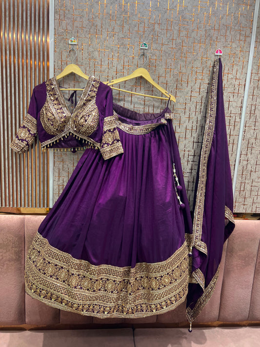Purple Crop Top Lehenga
