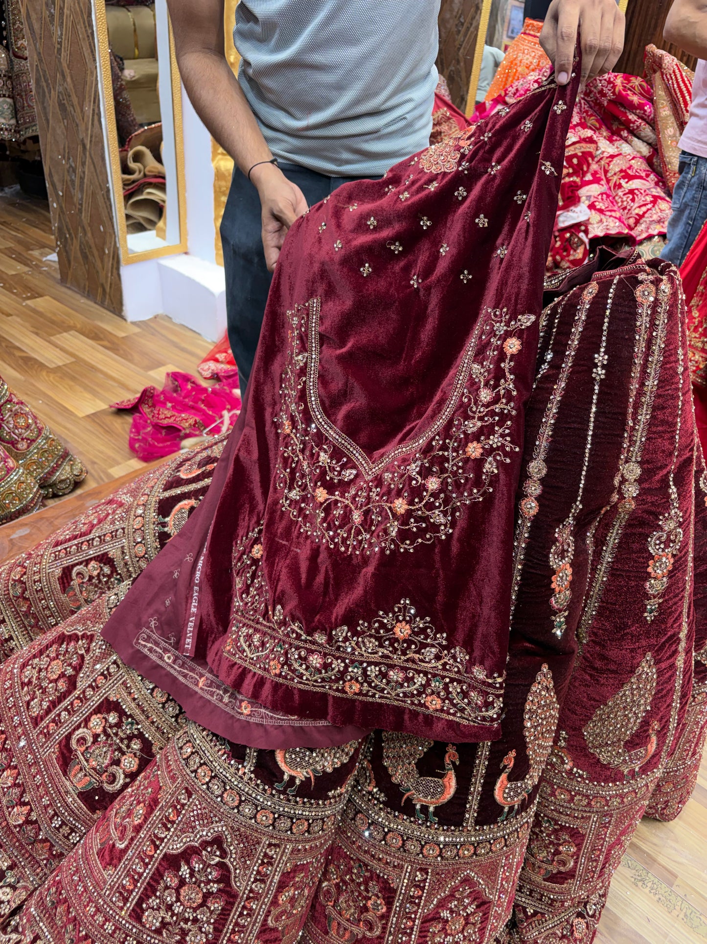 Peacock Maroon Ball Bridal Lehenga