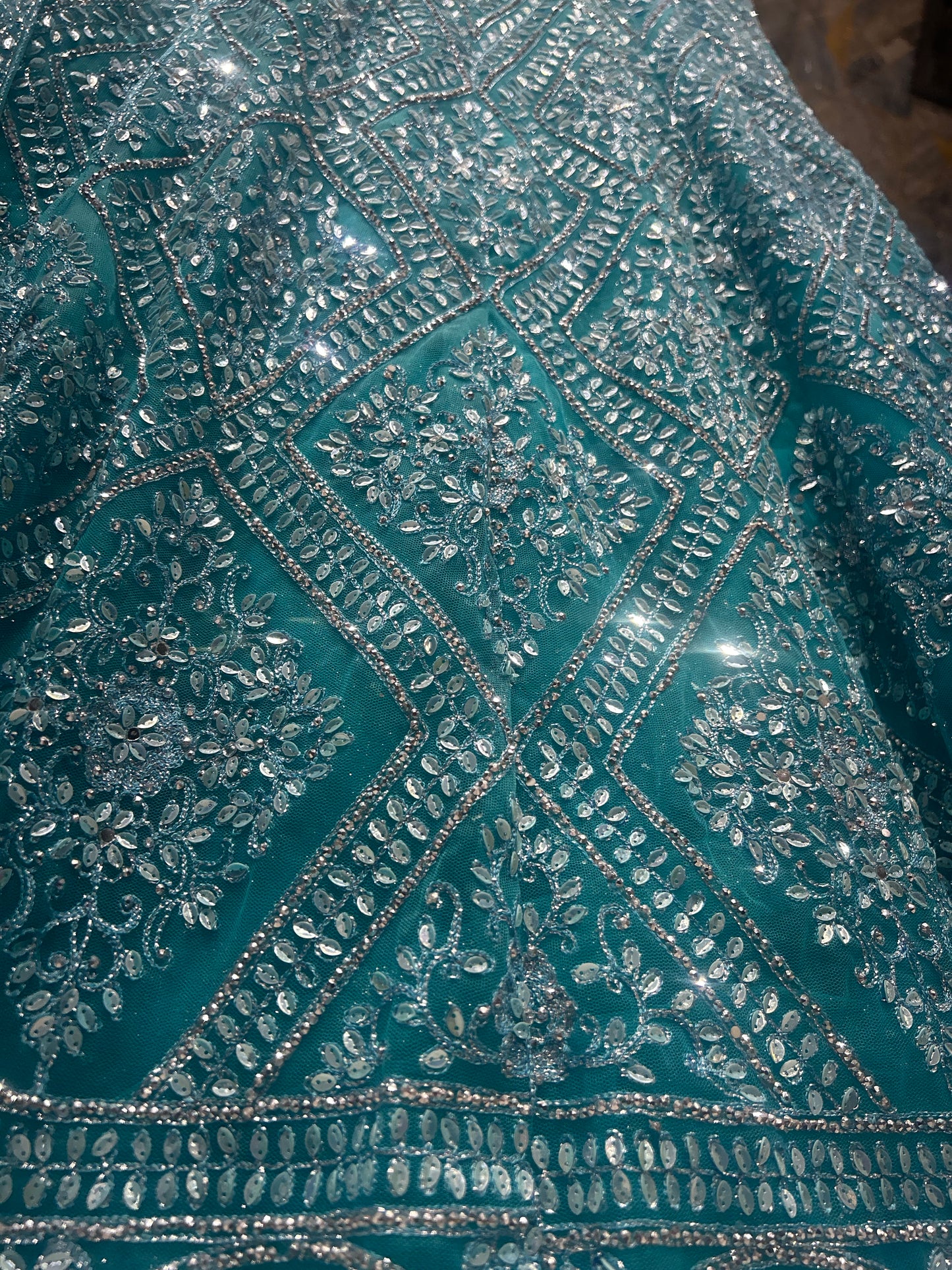 Beautiful sky blue crop top lehenga