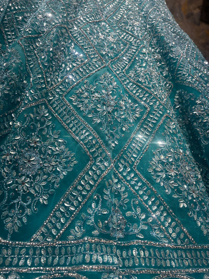 Beautiful sky blue crop top lehenga
