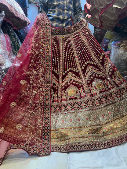 Fantastic maroon doli barat bridal lehenga