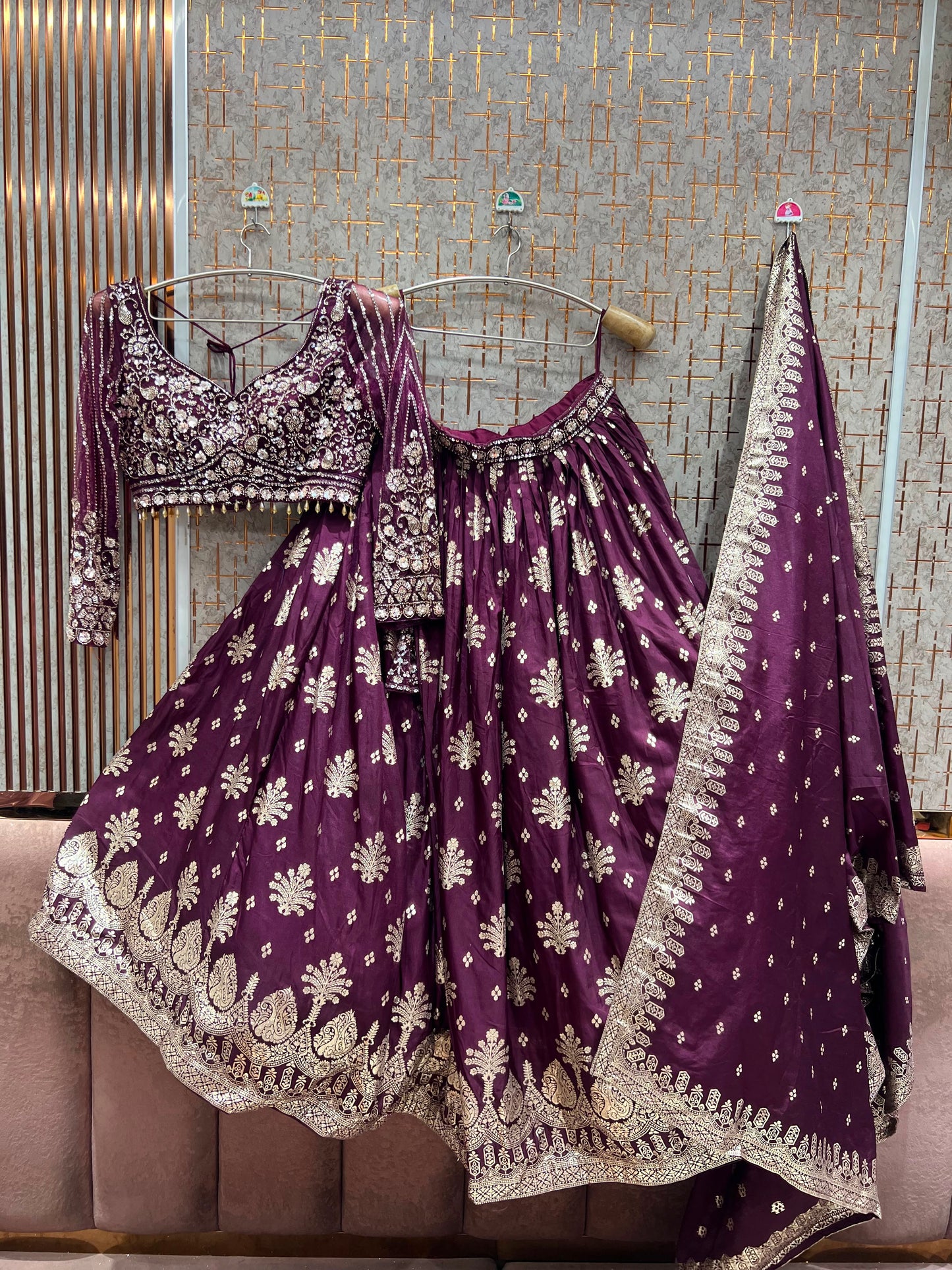 Hot Pink Crop Top Lehenga