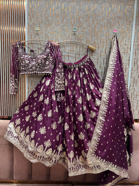 Purple Crop Top Lehenga