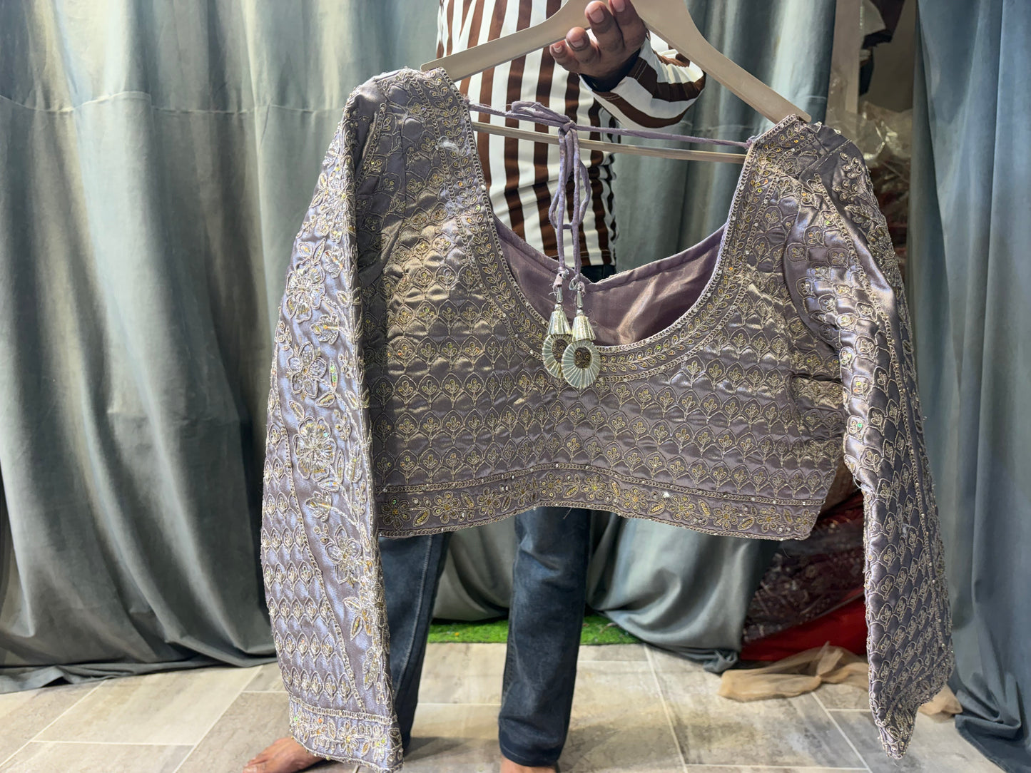 Charming grey Crop Top Lehenga