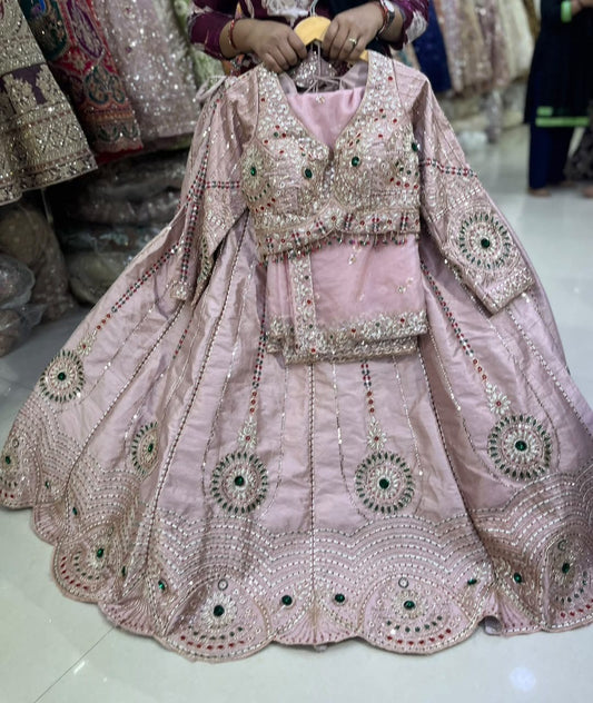 Pink crop top lehenga