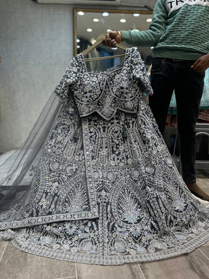 Beautiful grey crop top Lehenga