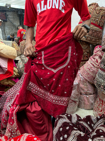Cherry maroon bridal lehenga