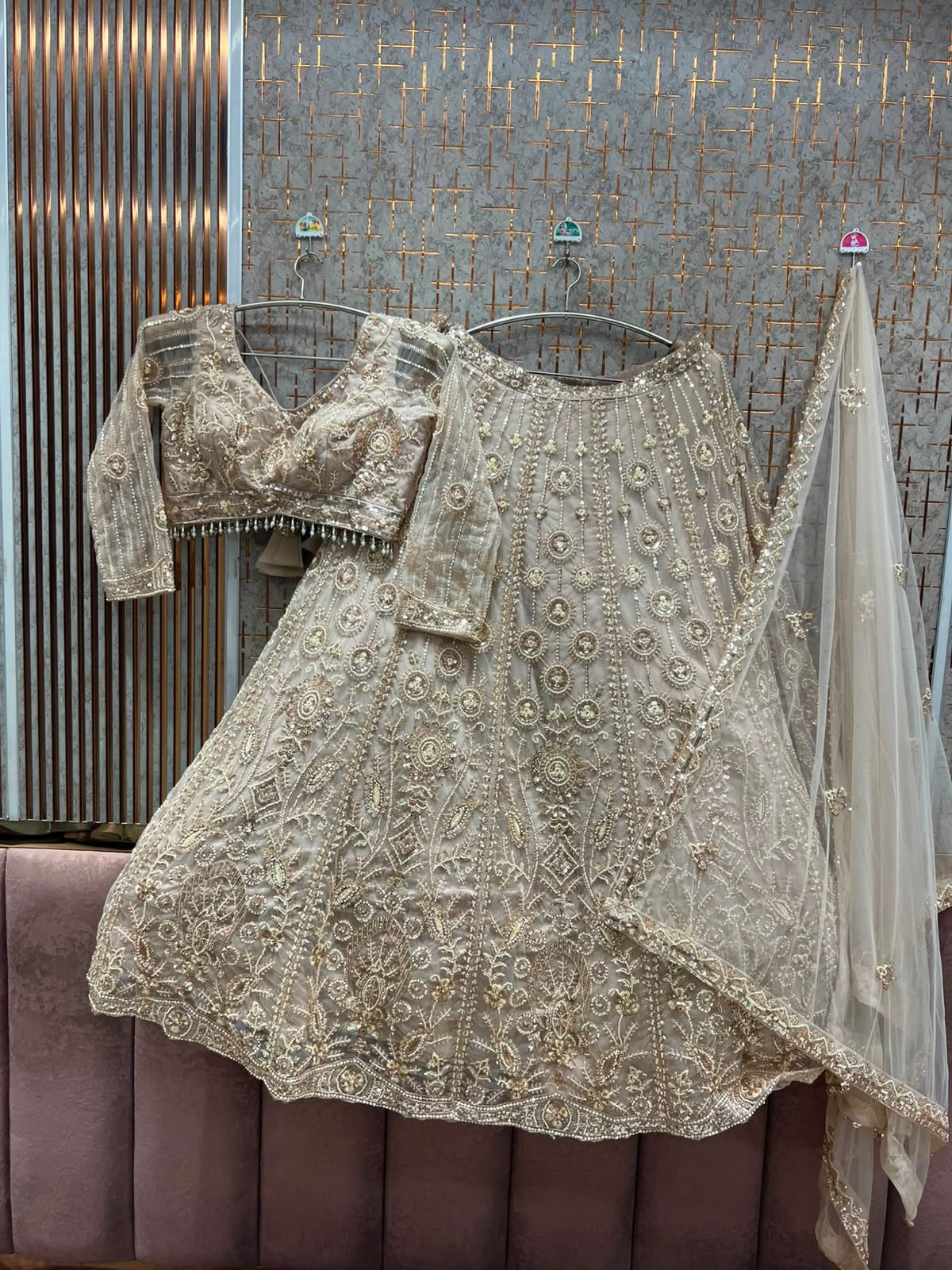 Silver White Crop Top Lehenga