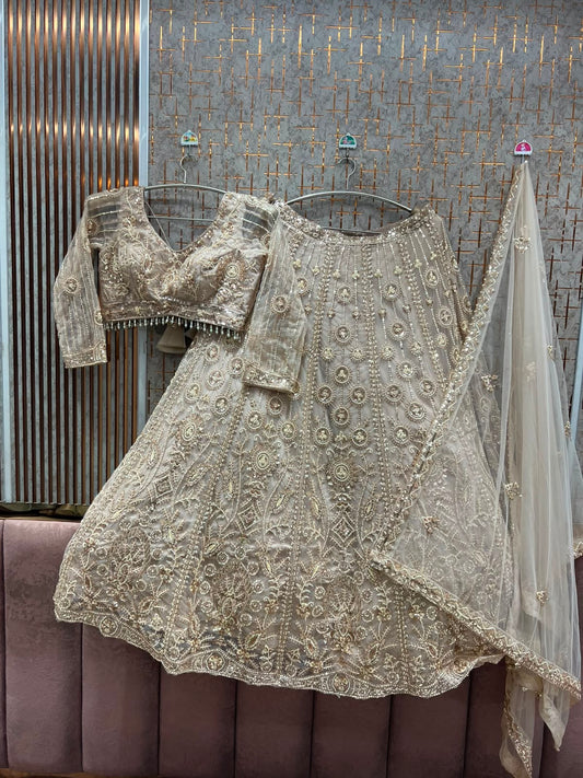Silver White Crop Top Lehenga