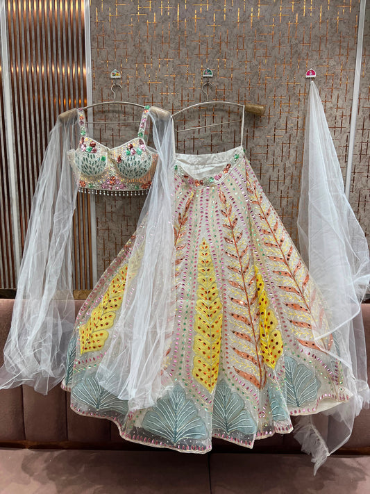Pink Yellow Pdp Crop Top Lehenga