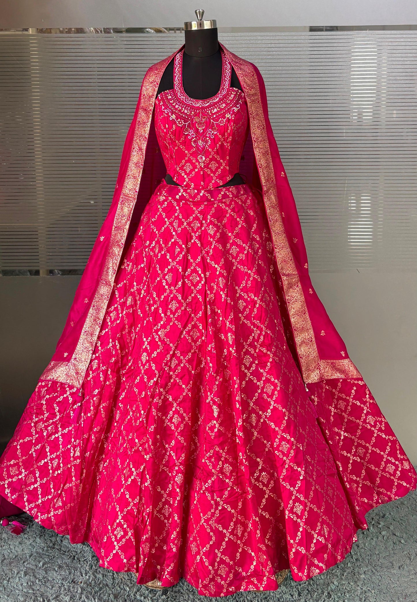 Hot Pink Crop Top Lehenga