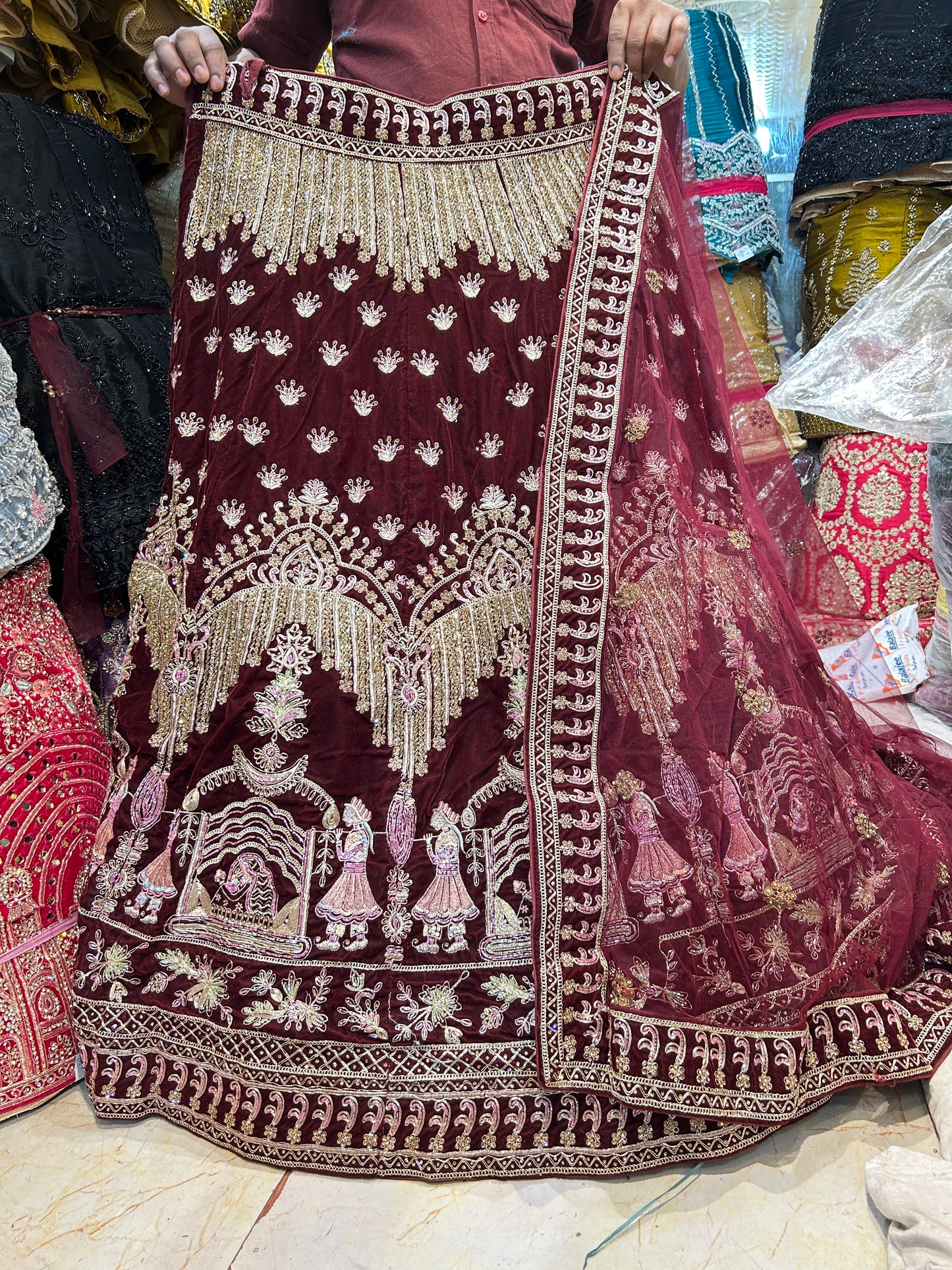 Khoobsurat maroon doli barat bridal lehenga❤️