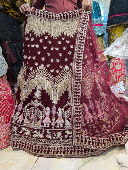 Khoobsurat maroon doli barat bridal lehenga❤️