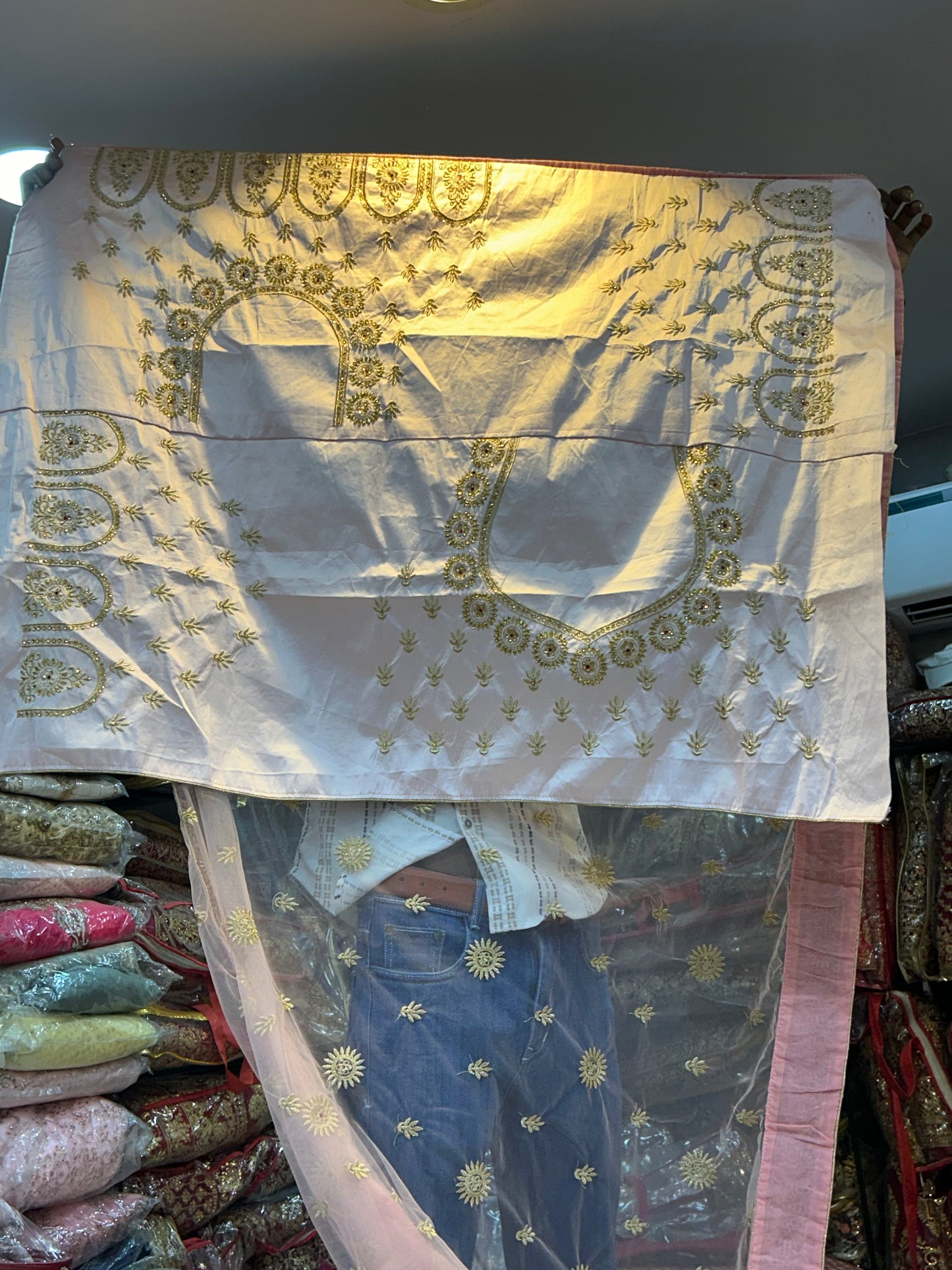 Designer ivory white contrast Lehenga