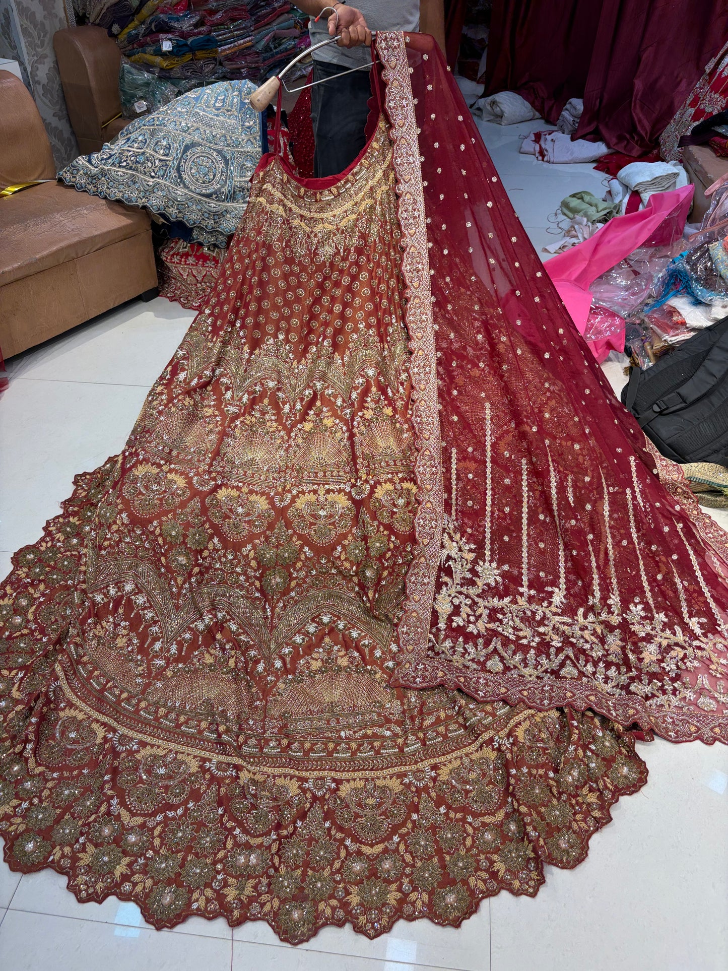 Maroon long peplum Farshi Gaharara Dress Special