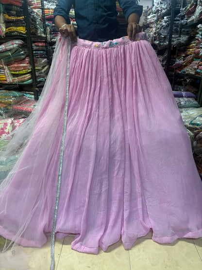 Eye catching pink crop top Lehenga