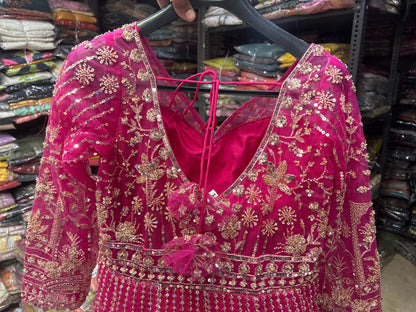 Khoobsurat Hot pink Farshi garara muslim Bride Special Dress