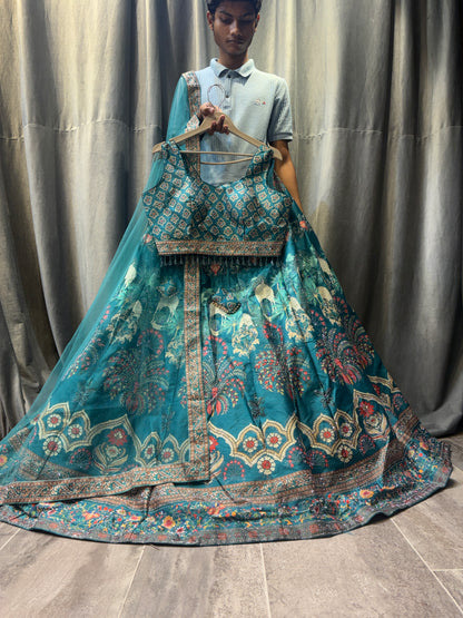 Pretty Blue Crop Top Lehenga