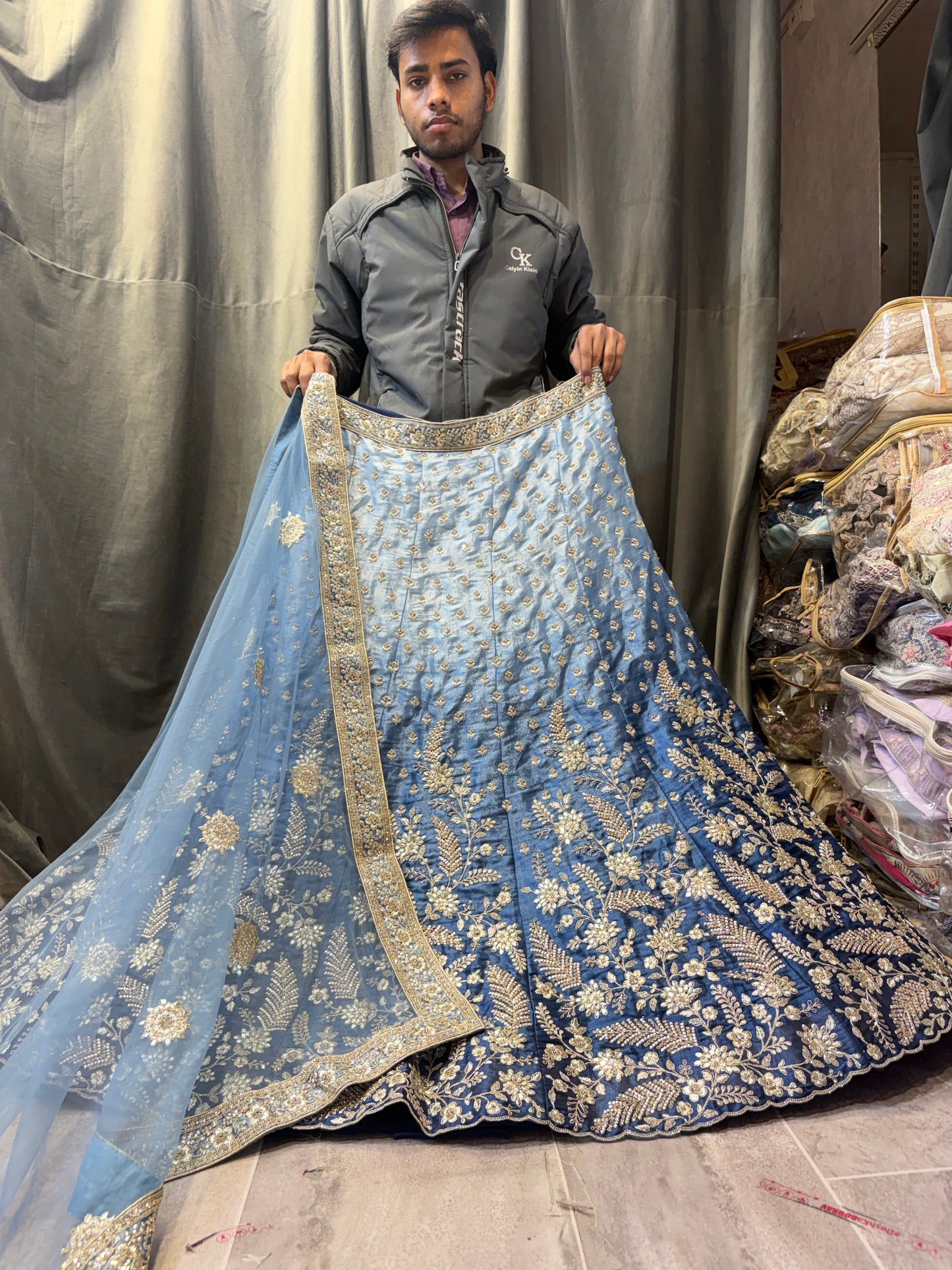 Sky Blue double shade Lehenga