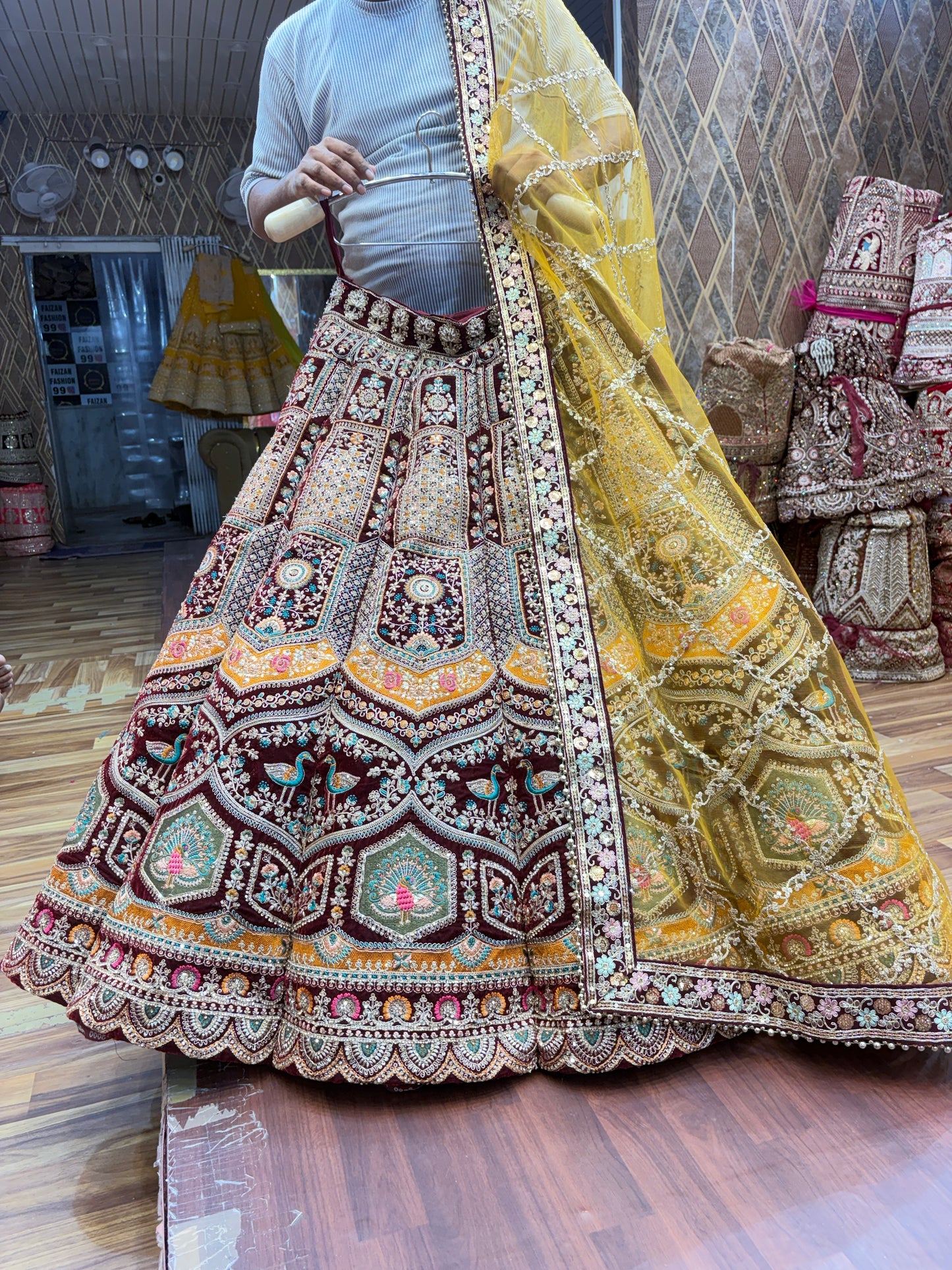 Good looking maroon ball bridal Lehenga