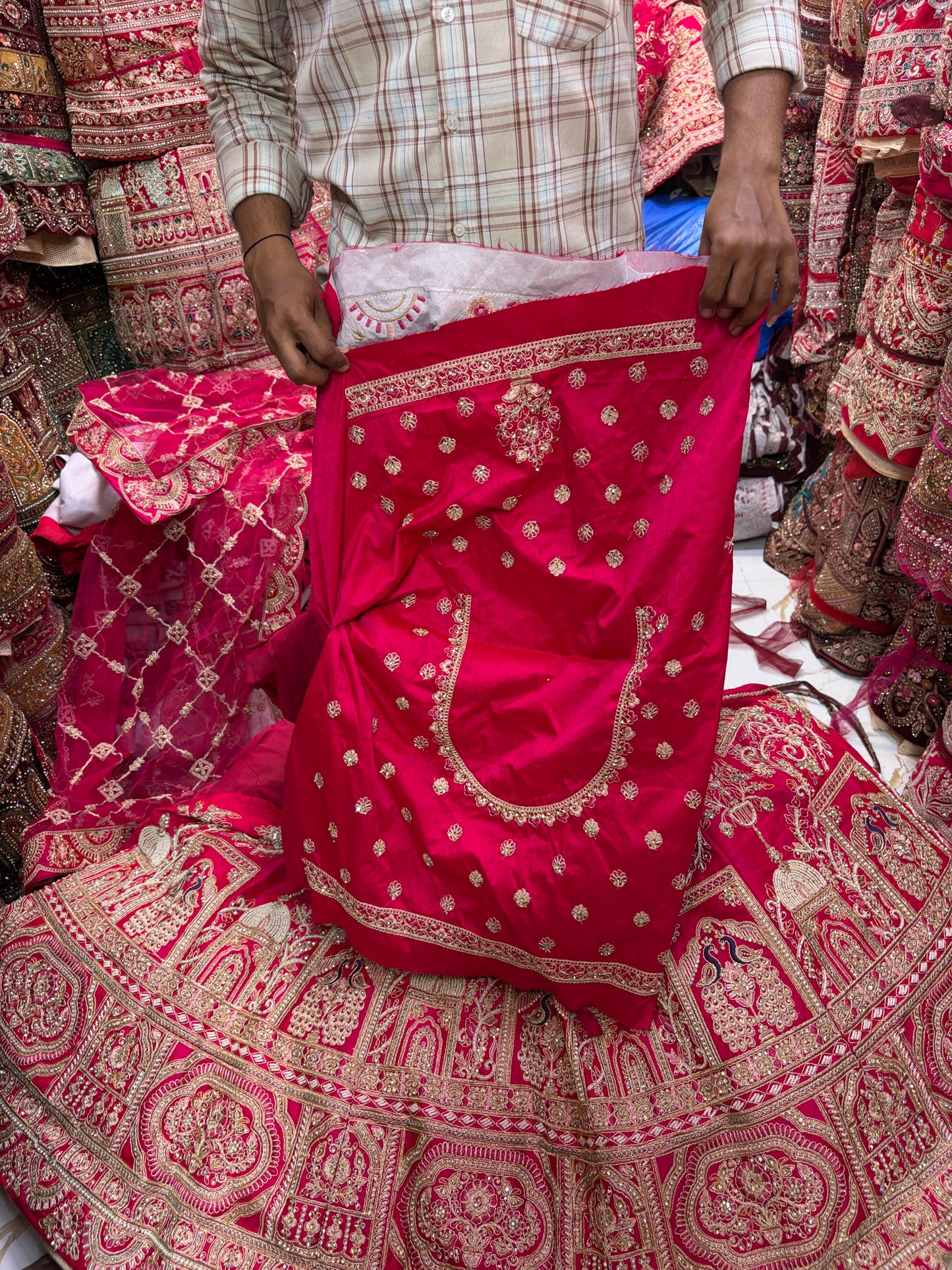Rani pink Doli Barat Bridal Lehenga