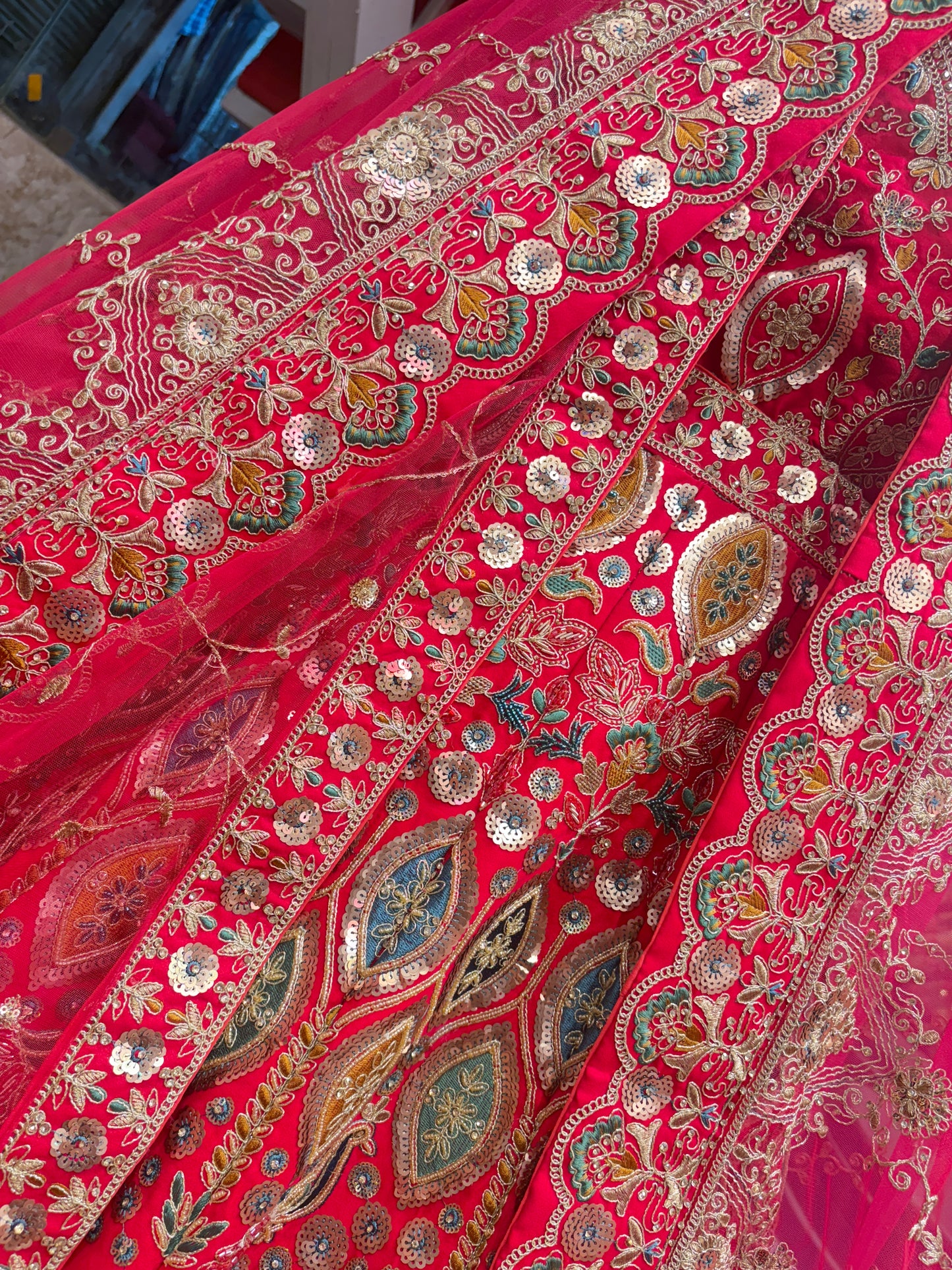 Pretty bridal peacock Lehenga sherwani combo