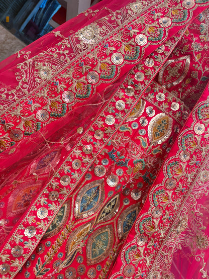 Pretty bridal peacock Lehenga sherwani combo