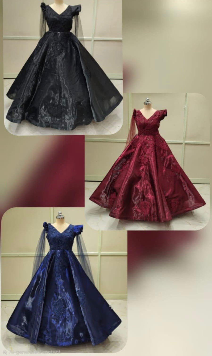 Maroon Black Navy Blue Gown