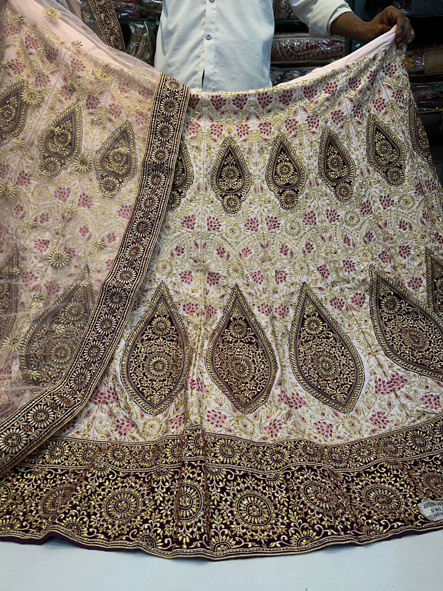 Designer ivory white contrast Lehenga