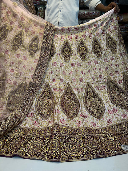 Designer ivory white contrast Lehenga