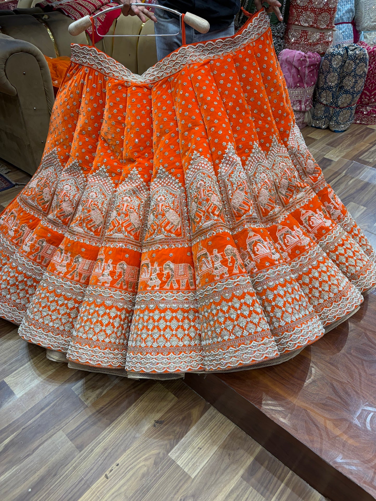 Rust orange Doli Barat Ball Bridal Lehenga