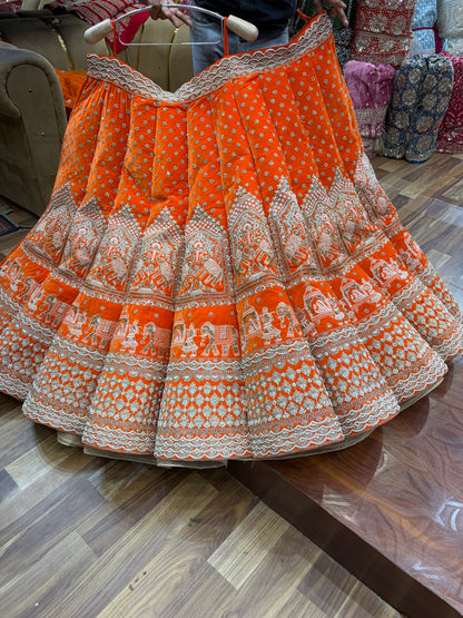 Rust orange Doli Barat Ball Bridal Lehenga