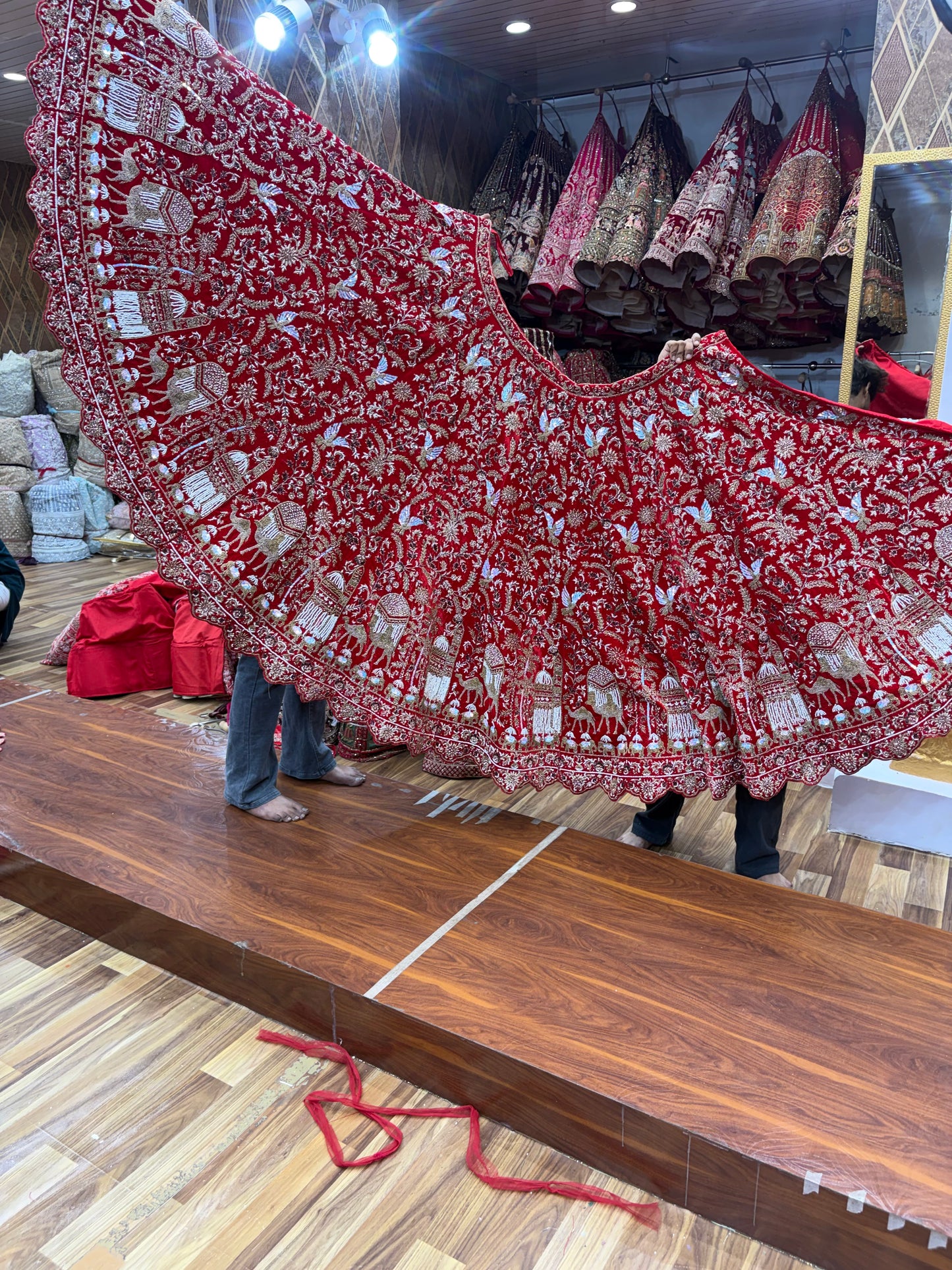 Maroon Peacock Ball Bridal Lehenga