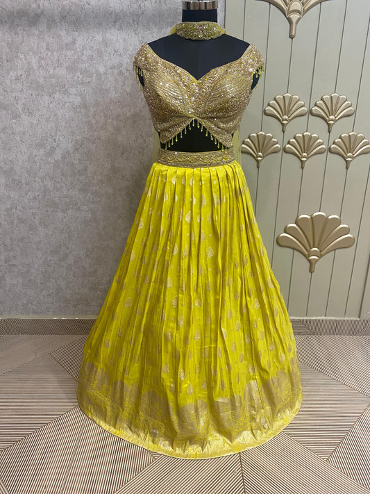 Yellow crop top lehenga