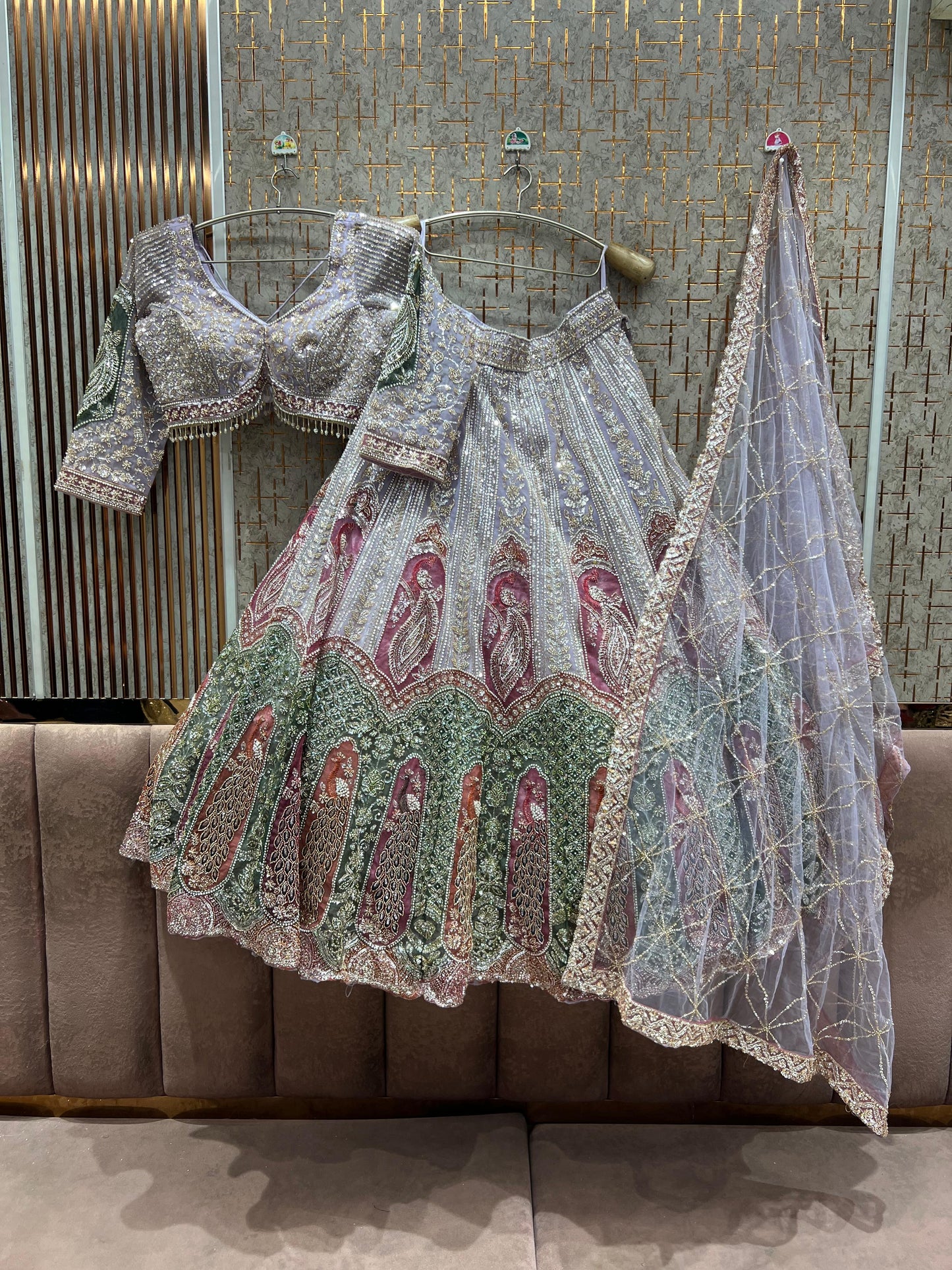 Pink crop top Lehenga