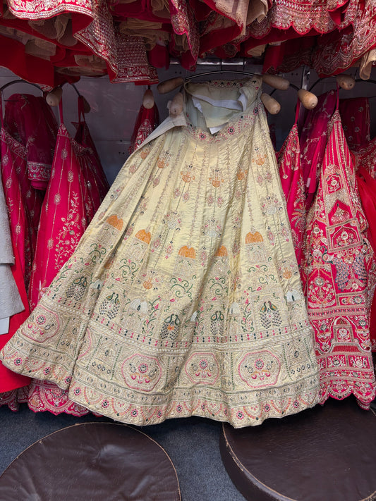 Golden Cream Ombre Designer Bridal Lehenga