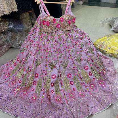 Pleasing yellow Haldi mehendi Pdp Crop top Lehenga