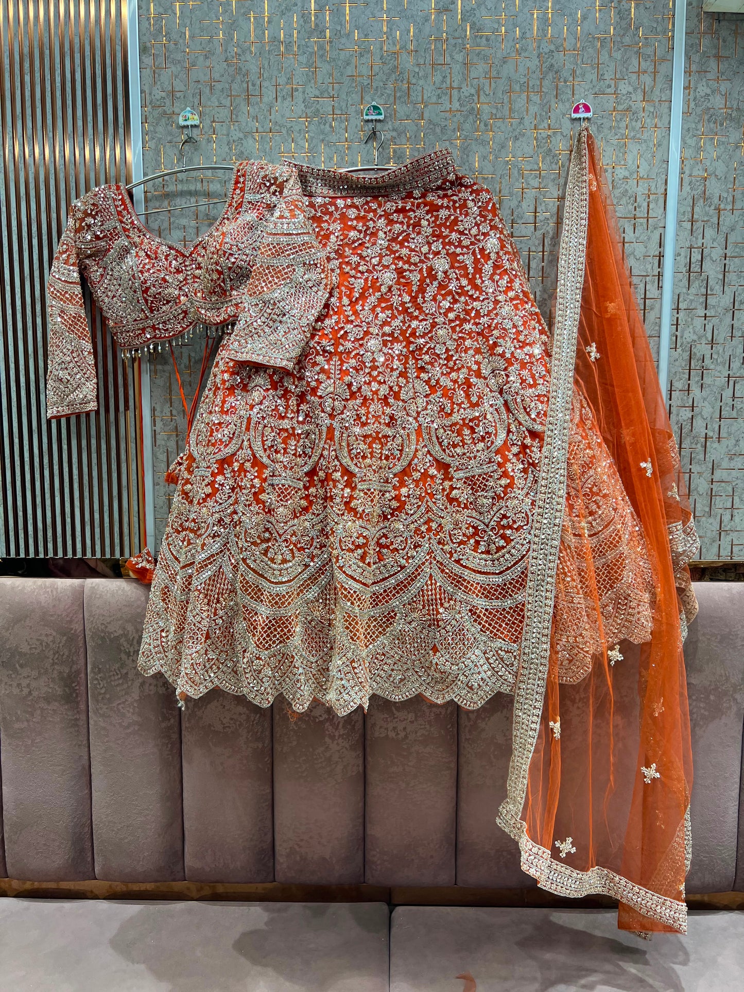 Golden on Golden Monotone Crop Top Lehenga