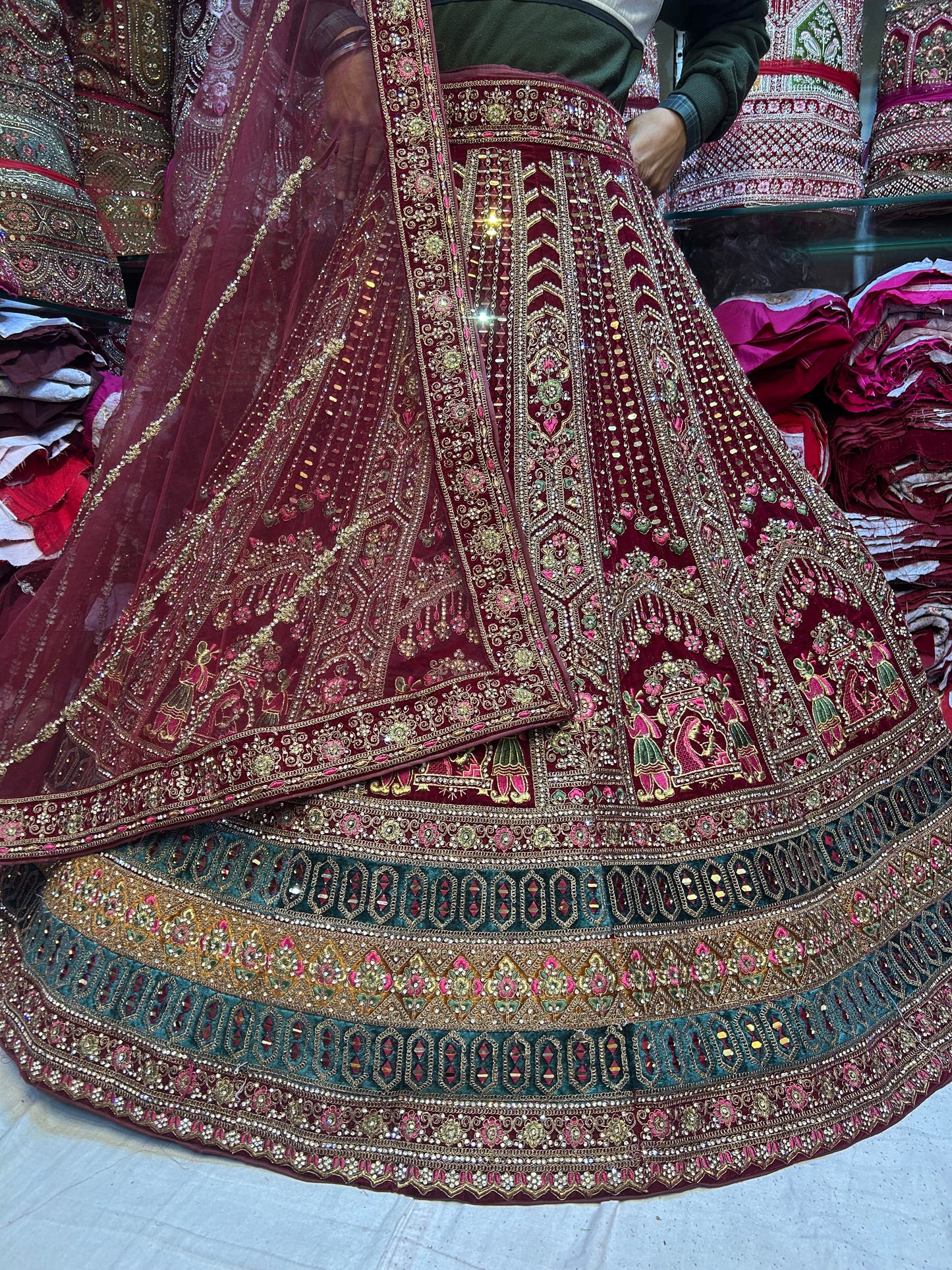 Designer maroon doli barat lehenga