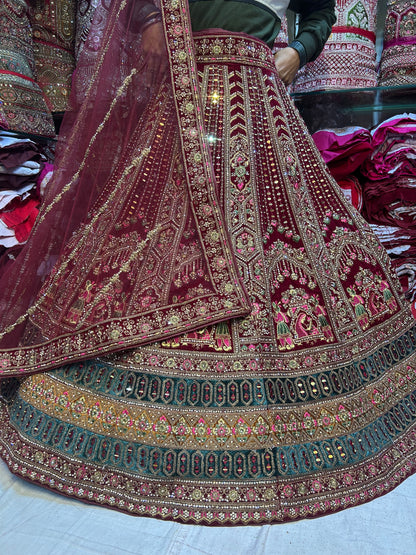 Designer maroon doli barat lehenga