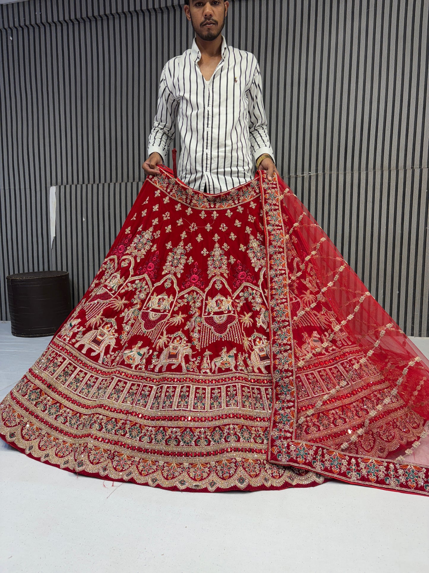 Lovely red handwork doli barat bridal Lehenga