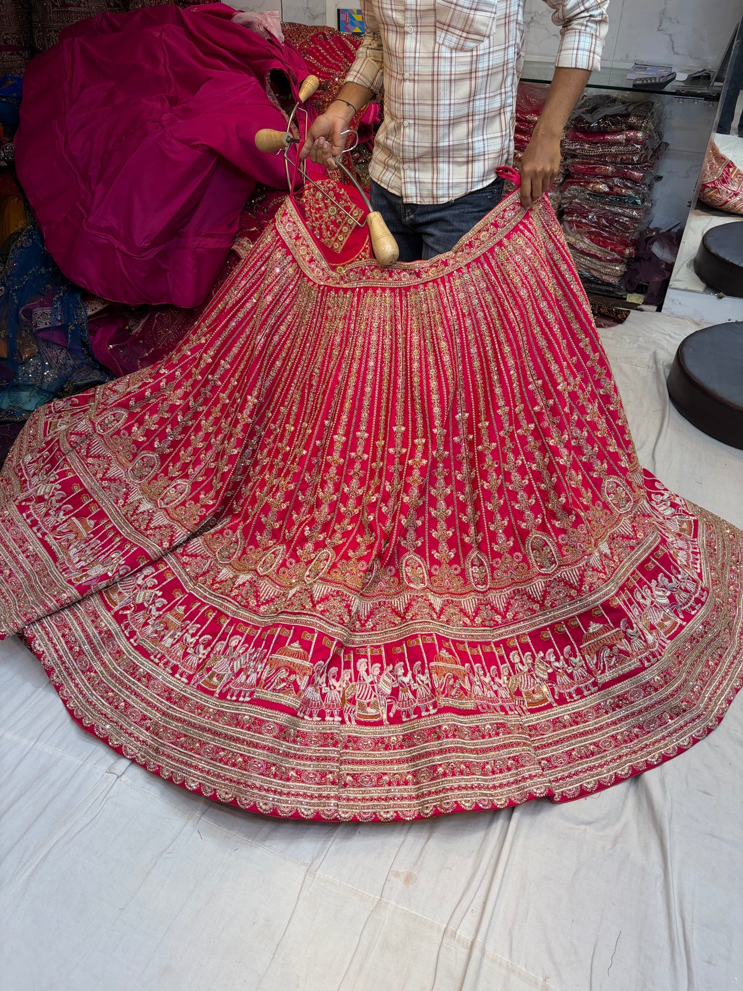 Rani pink Doli Barat Bridal Lehenga