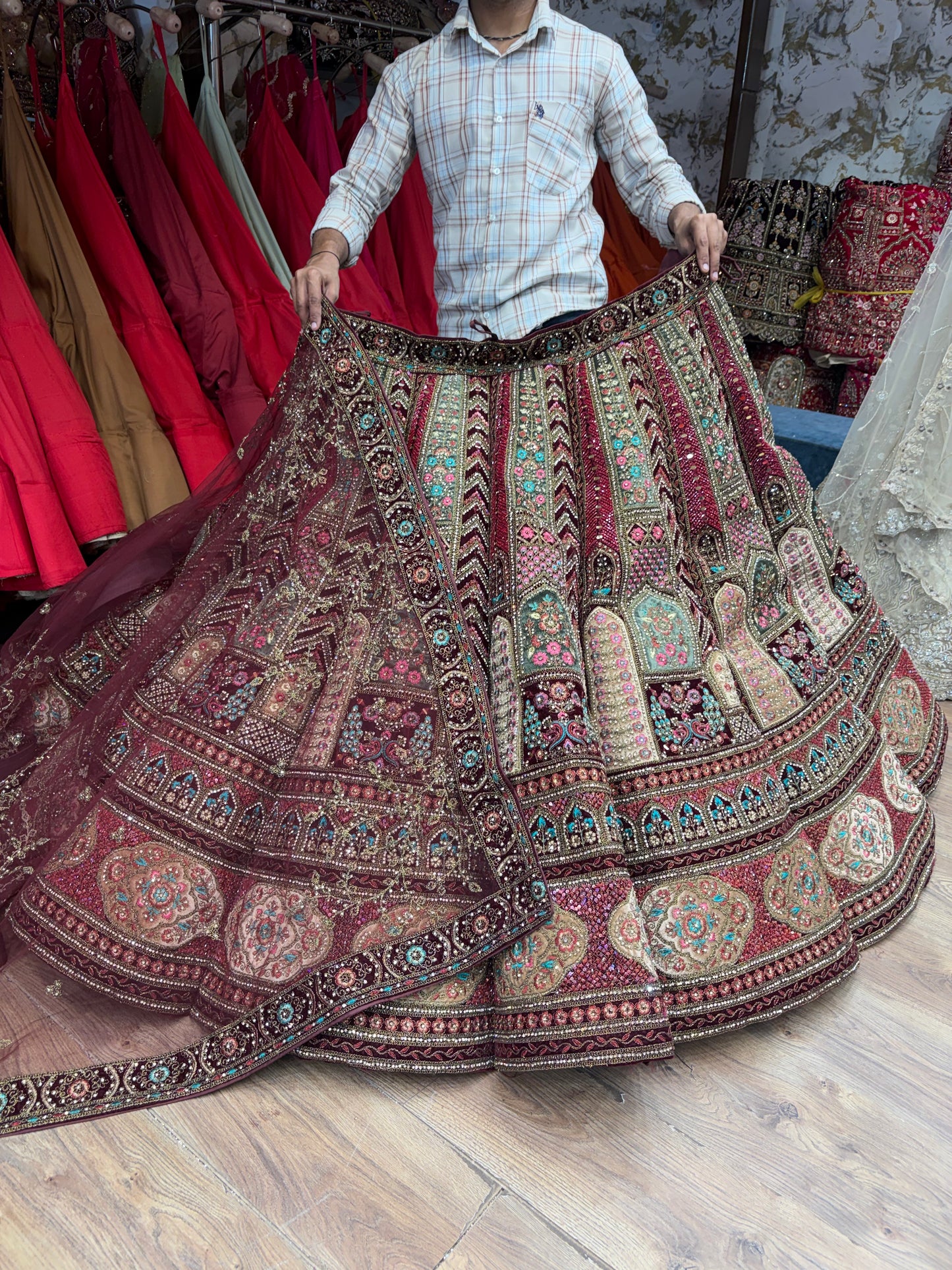 Maroon Ball Bridal Lehenga
