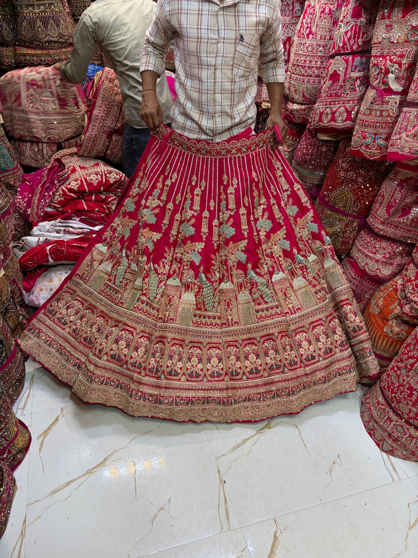 Rani Pink peacock bridal Lehenga