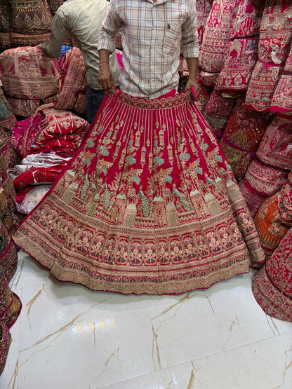 Rani Pink peacock bridal Lehenga