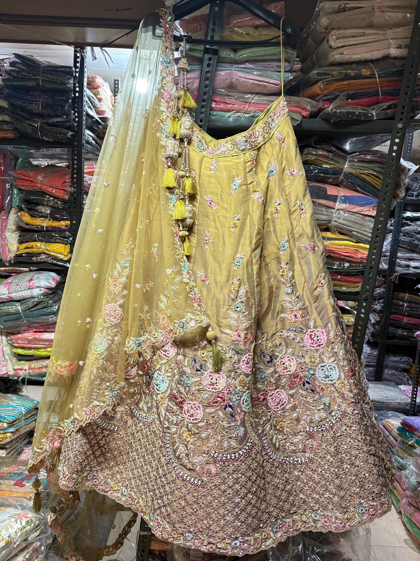 Eye catching yellow haldi mehendi Lehenga